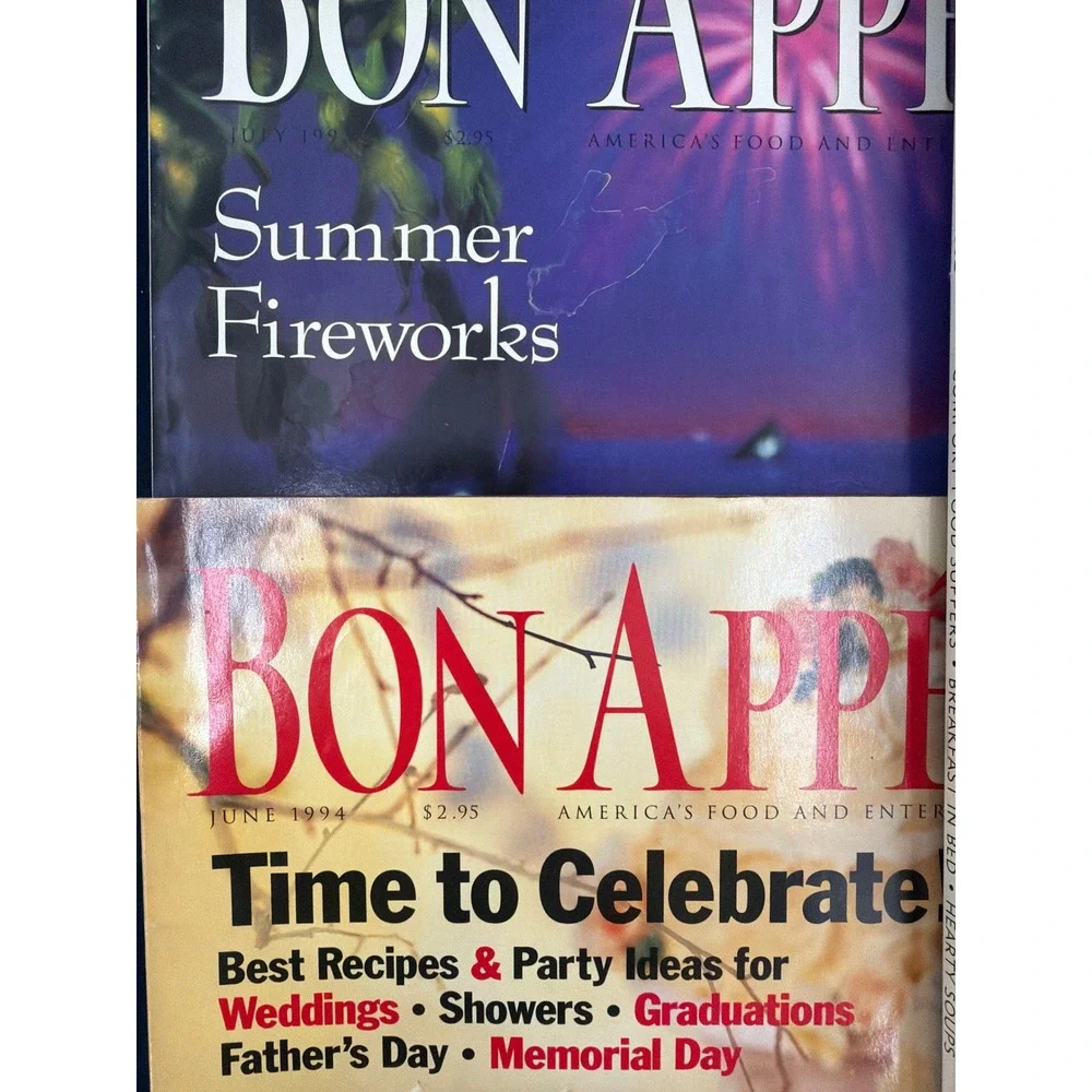 Vintage Food Magazine Lot Gourmet Food & Wine Bon Appetit 1985-2007 8 Issues